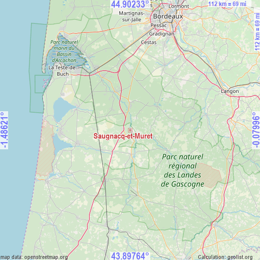 Saugnacq-et-Muret on map