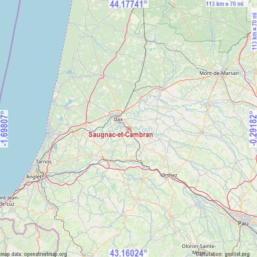 Saugnac-et-Cambran on map