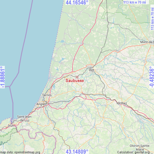 Saubusse on map