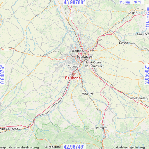 Saubens on map