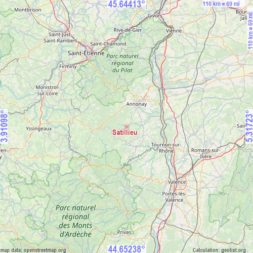 Satillieu on map