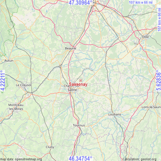 Sassenay on map