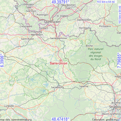 Sarre-Union on map