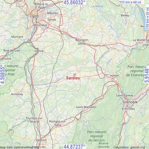 Sardieu on map