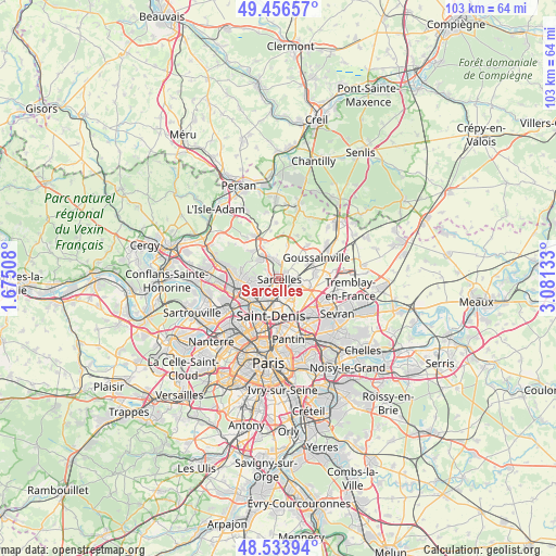 Sarcelles on map