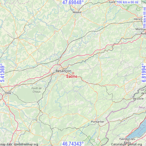 Saône on map