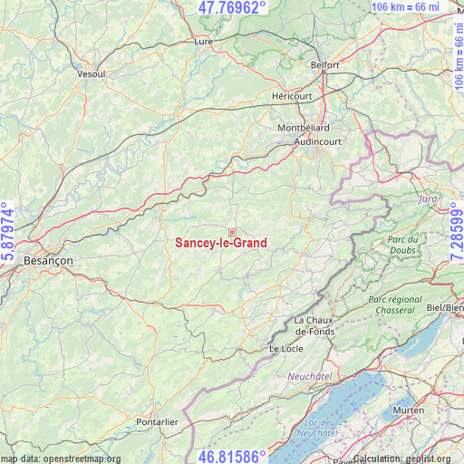 Sancey-le-Grand on map