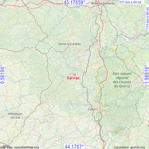 Salviac on map