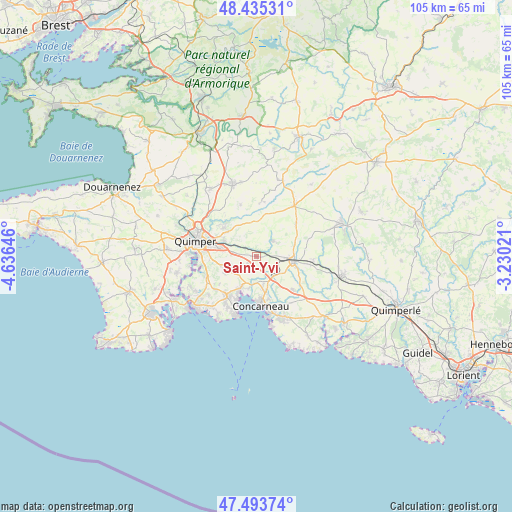 Saint-Yvi on map