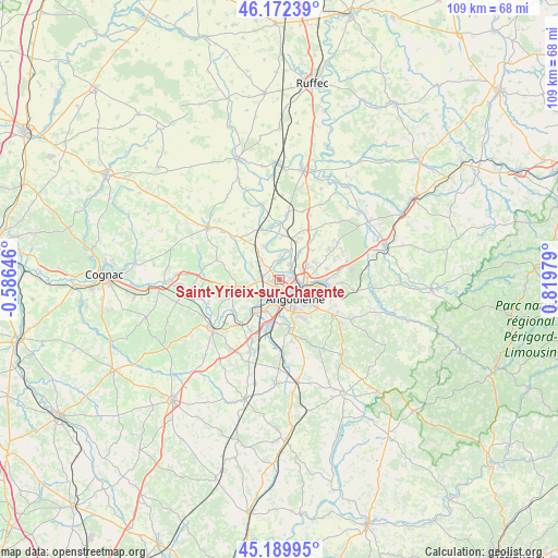 Saint-Yrieix-sur-Charente on map