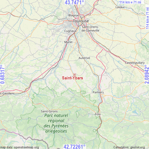 Saint-Ybars on map