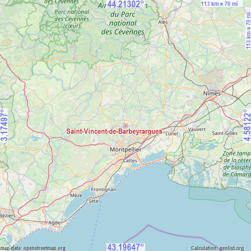 Saint-Vincent-de-Barbeyrargues on map
