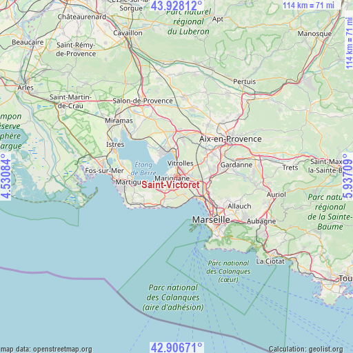 Saint-Victoret on map