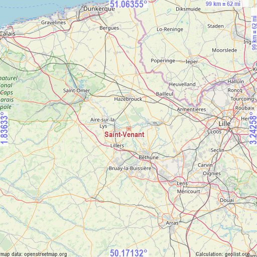 Saint-Venant on map