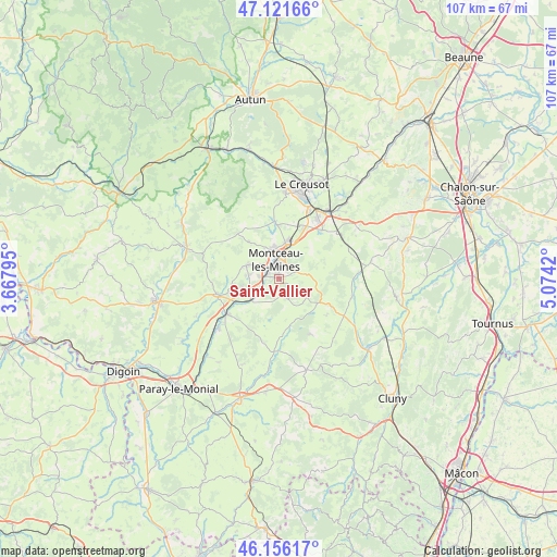 Saint-Vallier on map
