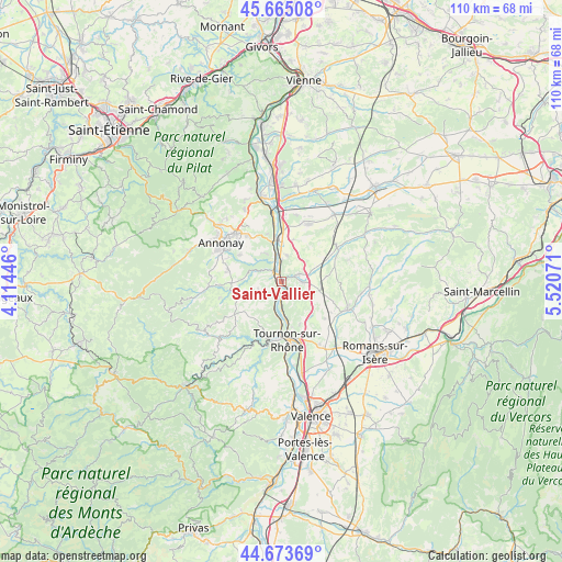 Saint-Vallier on map