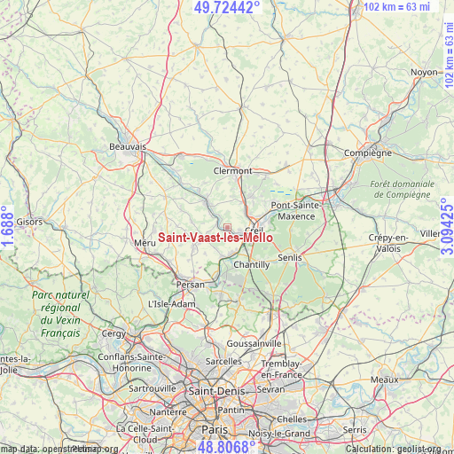 Saint-Vaast-lès-Mello on map