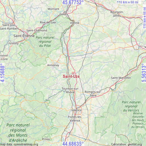 Saint-Uze on map