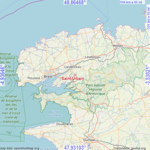 Saint-Urbain on map