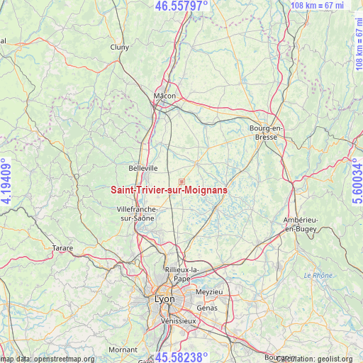 Saint-Trivier-sur-Moignans on map