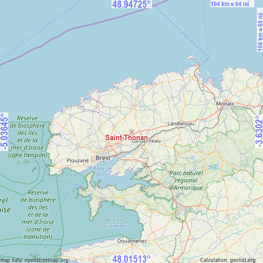 Saint-Thonan on map