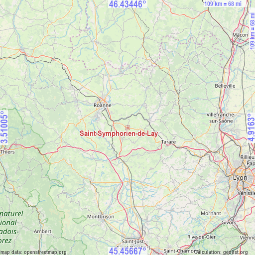 Saint-Symphorien-de-Lay on map