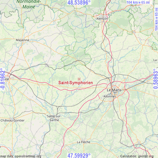 Saint-Symphorien on map