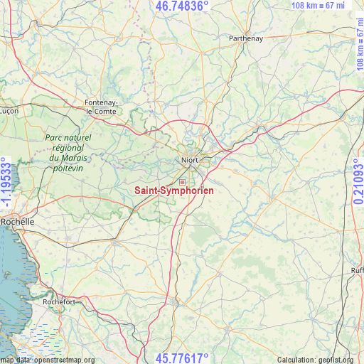 Saint-Symphorien on map