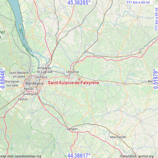 Saint-Sulpice-de-Faleyrens on map