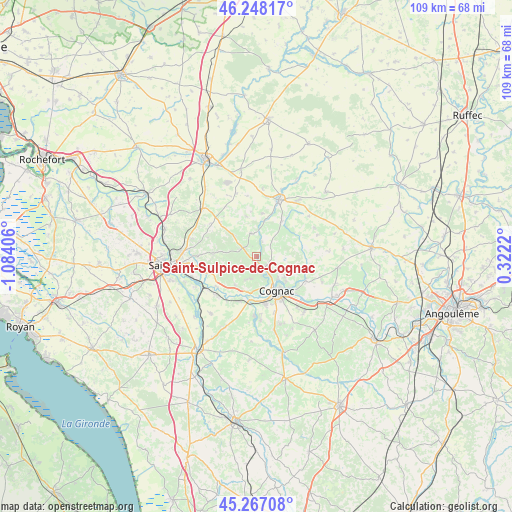 Saint-Sulpice-de-Cognac on map