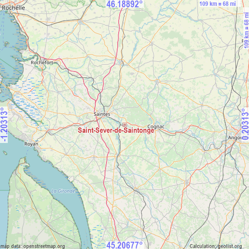 Saint-Sever-de-Saintonge on map