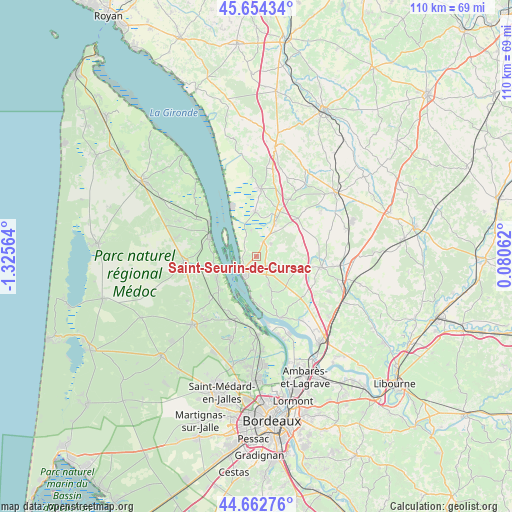 Saint-Seurin-de-Cursac on map