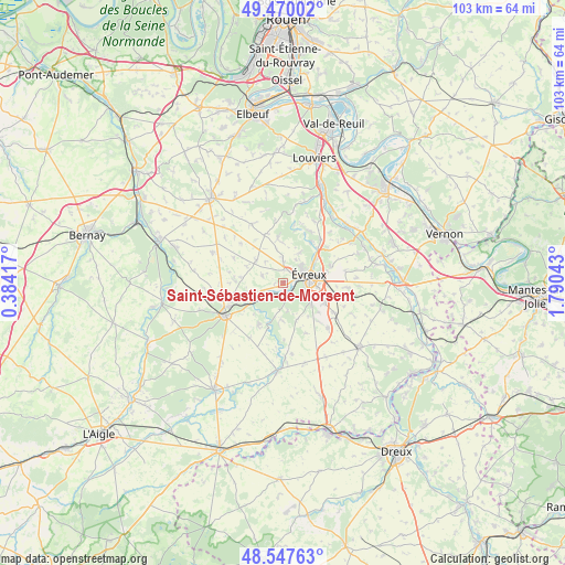 Saint-Sébastien-de-Morsent on map