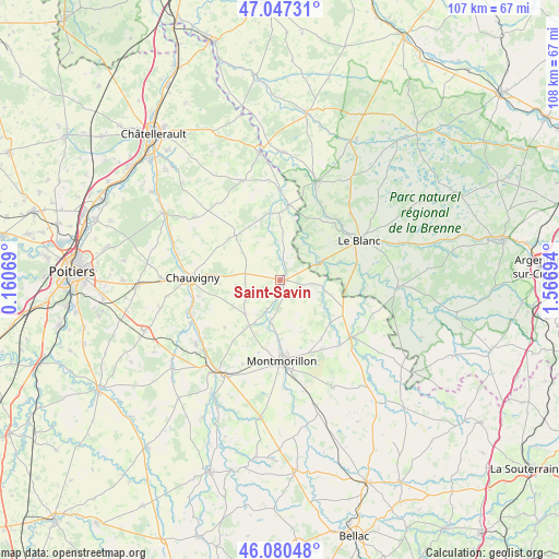 Saint-Savin on map