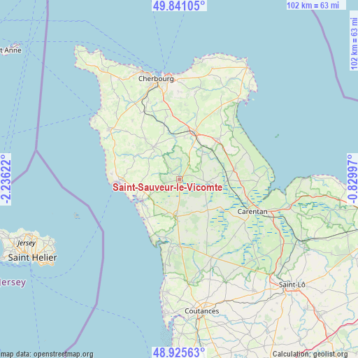 Saint-Sauveur-le-Vicomte on map