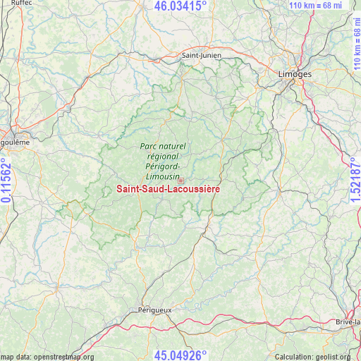 Saint-Saud-Lacoussière on map