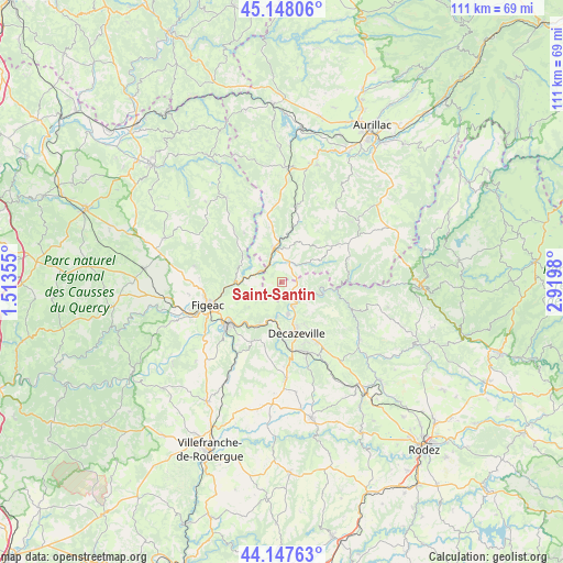 Saint-Santin on map