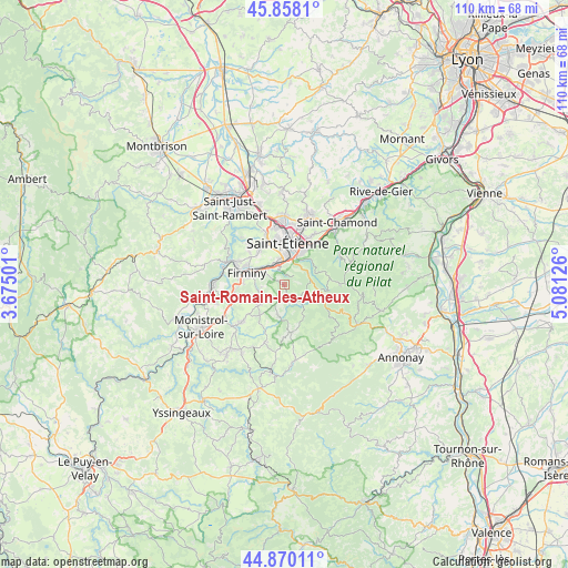 Saint-Romain-les-Atheux on map