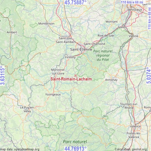 Saint-Romain-Lachalm on map