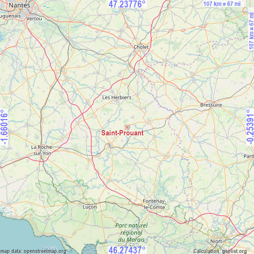 Saint-Prouant on map