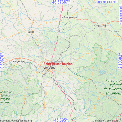 Saint-Priest-Taurion on map