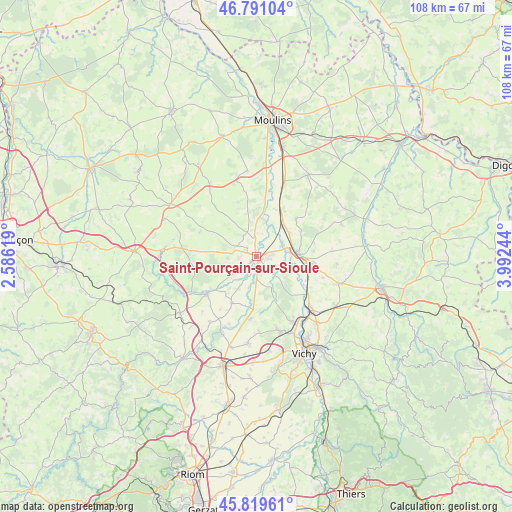 Saint-Pourçain-sur-Sioule on map