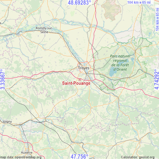 Saint-Pouange on map