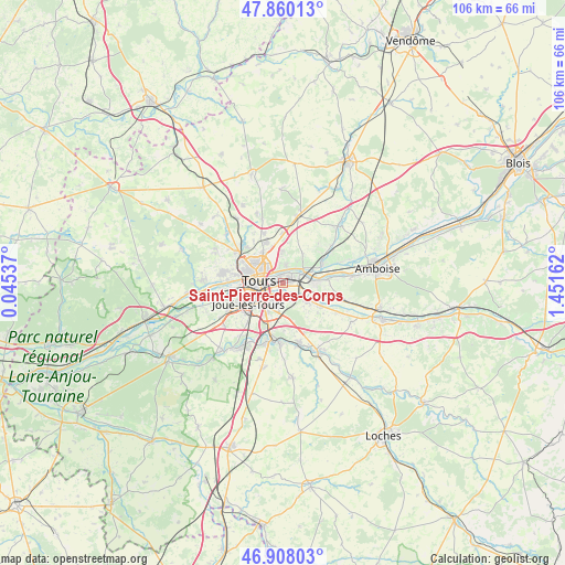 Saint-Pierre-des-Corps on map