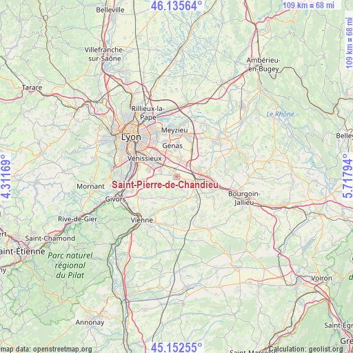 Saint-Pierre-de-Chandieu on map