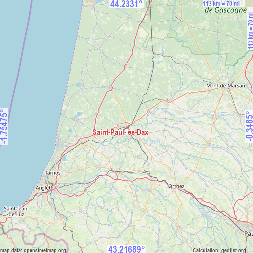 Saint-Paul-lès-Dax on map