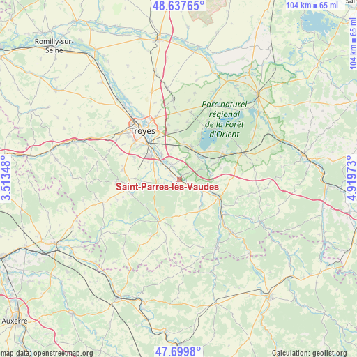 Saint-Parres-lès-Vaudes on map