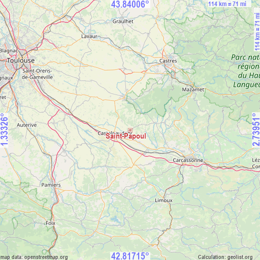 Saint-Papoul on map