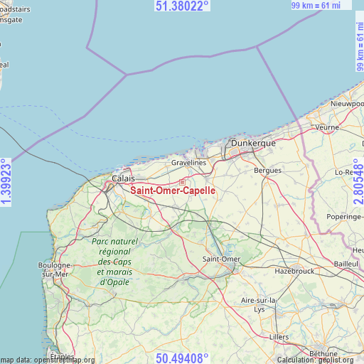 Saint-Omer-Capelle on map