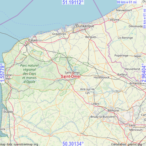 Saint-Omer on map